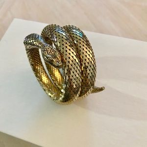 Vintage Gold Tone 3 Coil Snake Serpent Bracelet